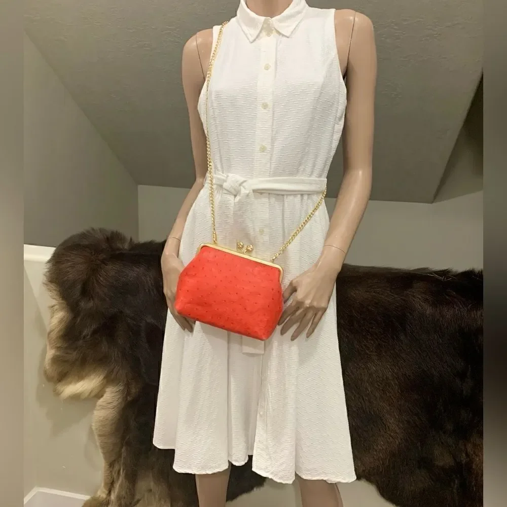 Handmade Genuine Ostrich Textured Leather 